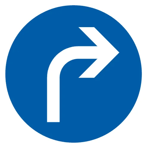 Vorgeschriebene Fahrtrichtung rechts