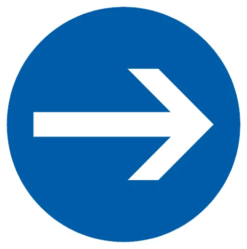 Vorgeschriebene Fahrtrichtung hier rechts